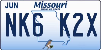 MO license plate NK6K2X