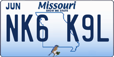 MO license plate NK6K9L