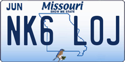 MO license plate NK6L0J