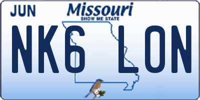 MO license plate NK6L0N