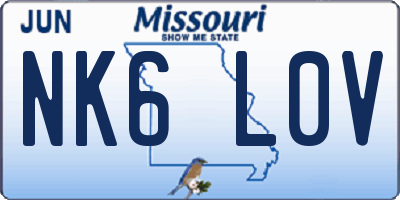 MO license plate NK6L0V
