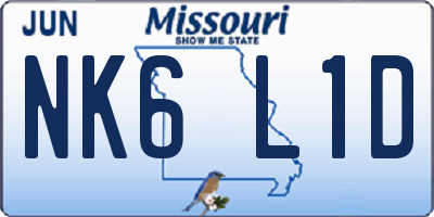 MO license plate NK6L1D