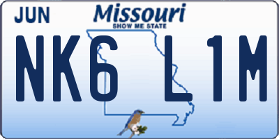 MO license plate NK6L1M