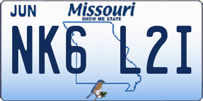 MO license plate NK6L2I
