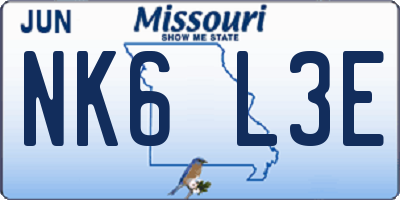 MO license plate NK6L3E