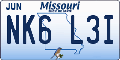 MO license plate NK6L3I