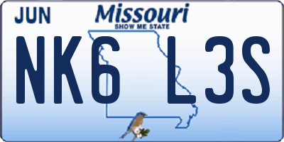 MO license plate NK6L3S