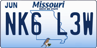 MO license plate NK6L3W
