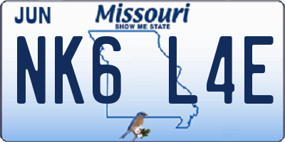 MO license plate NK6L4E