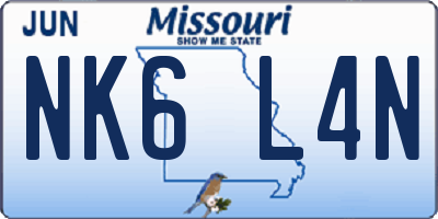 MO license plate NK6L4N