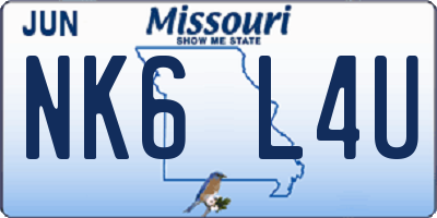 MO license plate NK6L4U
