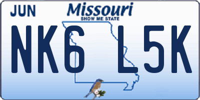 MO license plate NK6L5K