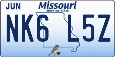 MO license plate NK6L5Z