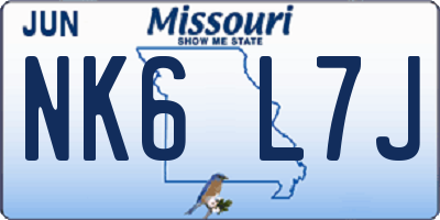 MO license plate NK6L7J