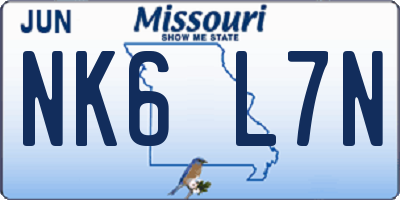 MO license plate NK6L7N