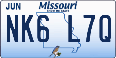 MO license plate NK6L7Q