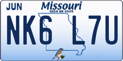 MO license plate NK6L7U