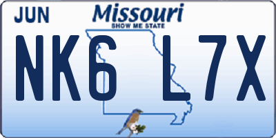 MO license plate NK6L7X