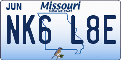 MO license plate NK6L8E