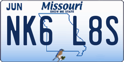 MO license plate NK6L8S