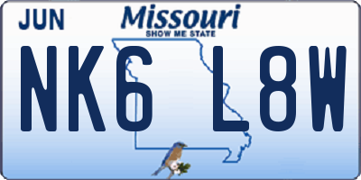 MO license plate NK6L8W