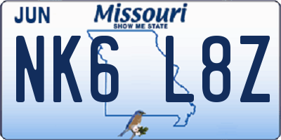 MO license plate NK6L8Z