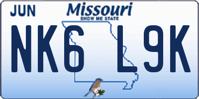 MO license plate NK6L9K