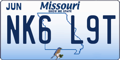 MO license plate NK6L9T