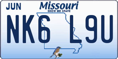 MO license plate NK6L9U