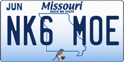 MO license plate NK6M0E