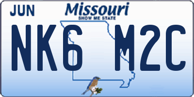 MO license plate NK6M2C