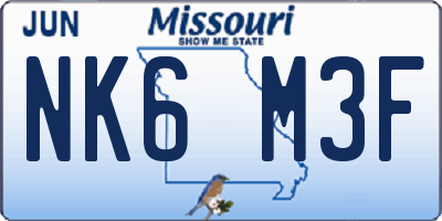 MO license plate NK6M3F