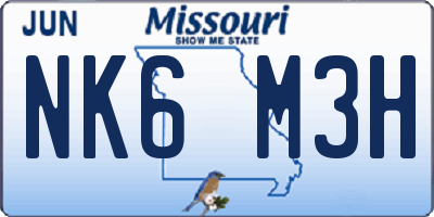 MO license plate NK6M3H