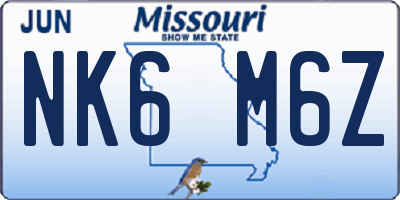MO license plate NK6M6Z
