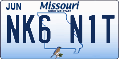 MO license plate NK6N1T