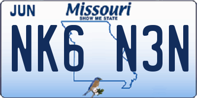 MO license plate NK6N3N