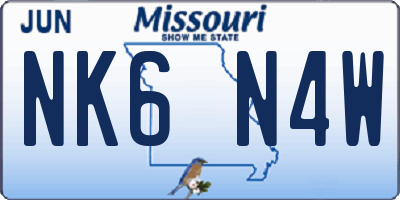 MO license plate NK6N4W
