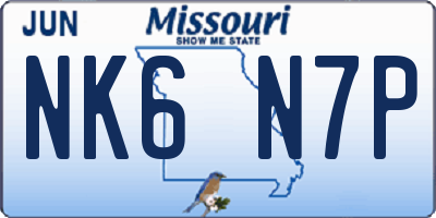 MO license plate NK6N7P