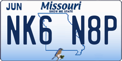 MO license plate NK6N8P