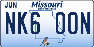 MO license plate NK6O0N