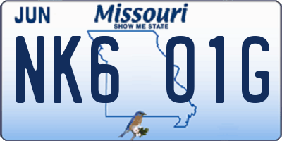 MO license plate NK6O1G