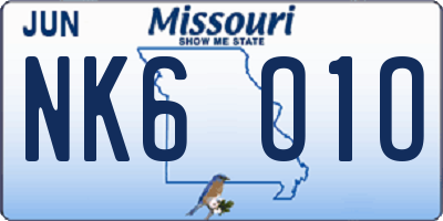 MO license plate NK6O1O