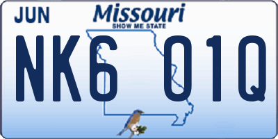 MO license plate NK6O1Q