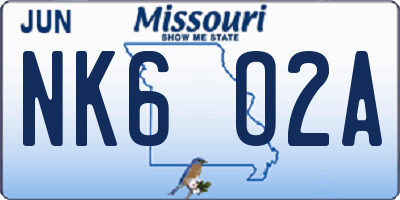 MO license plate NK6O2A