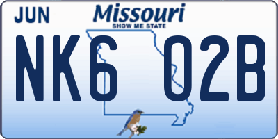 MO license plate NK6O2B