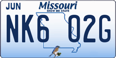 MO license plate NK6O2G