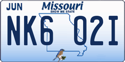 MO license plate NK6O2I