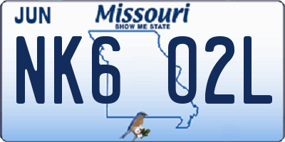 MO license plate NK6O2L