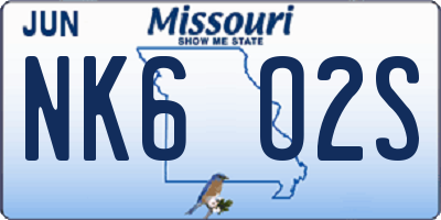 MO license plate NK6O2S