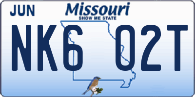 MO license plate NK6O2T